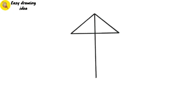 Draw a Kite - Step 1: Draw a Triangle and Line