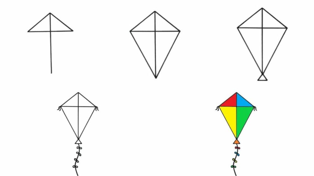 how to draw a kite step by step