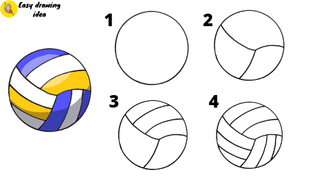 how to draw a volleyball step by step