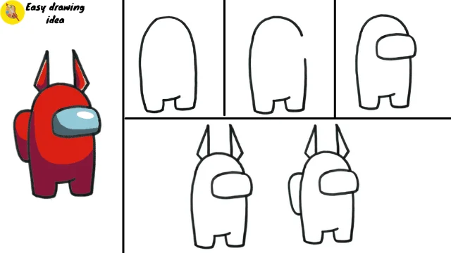 how to draw among us devil step by step
