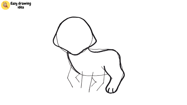 draw an arctic fox - Step 4: outline body and back leg