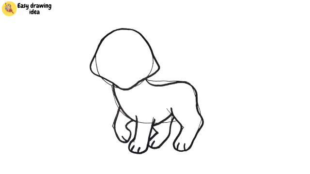 draw an arctic fox - step 5: complete outline of body