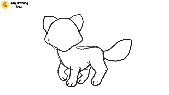 draw an arctic fox - step 6: add long tail