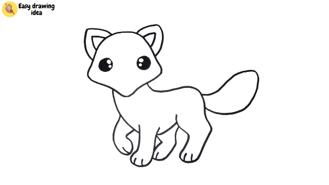 draw an arctic fox - step 8: add eyes and ears