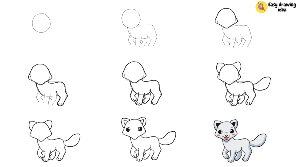 how to draw an arctic fox step by step