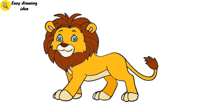 drawing and coloring a lion