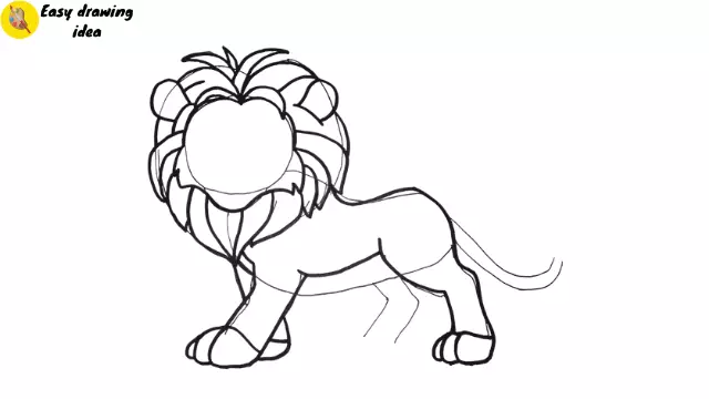 draw a lion - step 4: refine the body