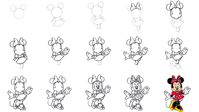 How To Draw A Minnie Mouse Step By Step For Kids - Hand Of Art