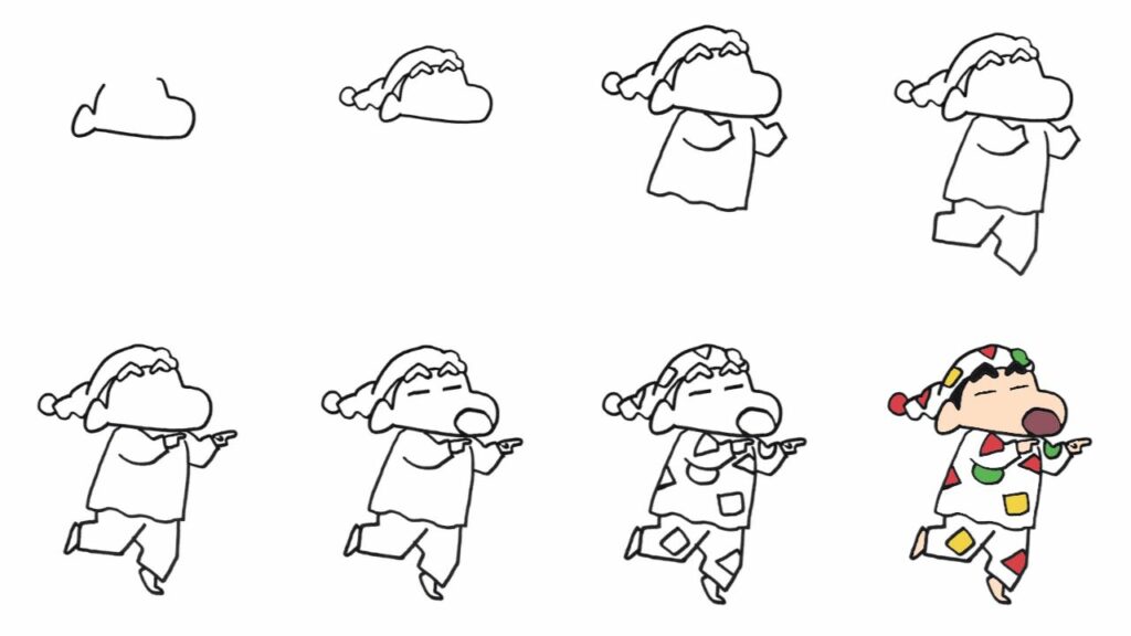 how to draw shinchan step by step
