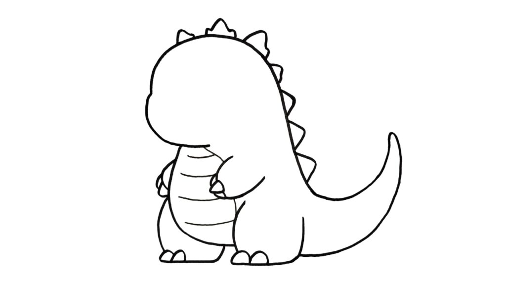 drawing a godzilla - step 6: sketch irregular curves at back