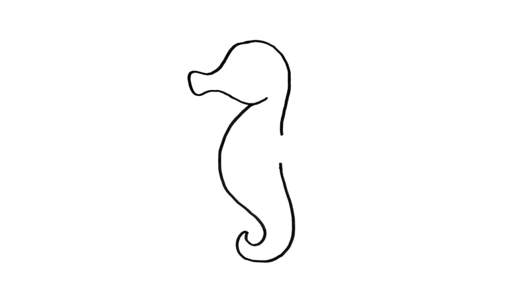 draw a seahorse - step 3: complete the body shape