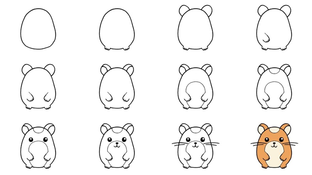 how to draw a hamster step by step